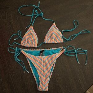 Triangl Vinca Sherbet Stripe bikini, top is XS, bottom is S